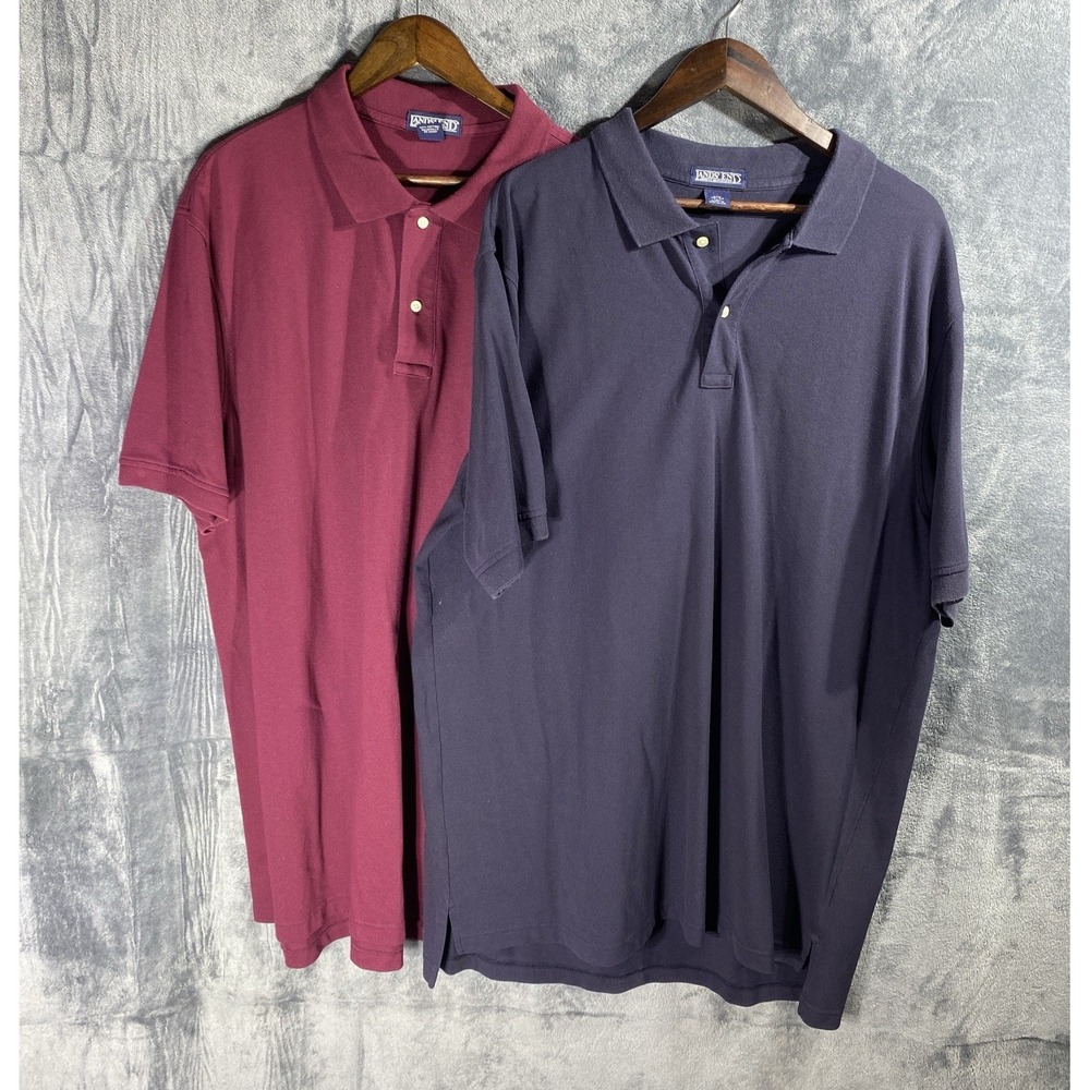Lot Of 2 Lands' End Polo Shirt Men 2XLT Knit Traditional Fit Cotton Solid Casual